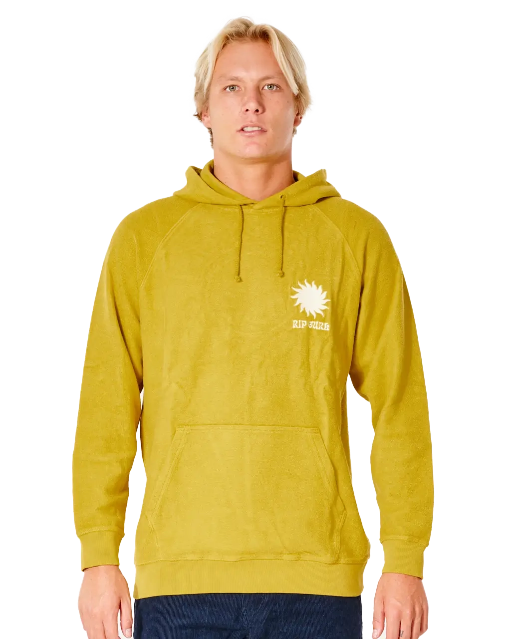 SWC Sun Hoodie in Vintage Yellow Hoodie with Hem Embroidery Detailed Premium