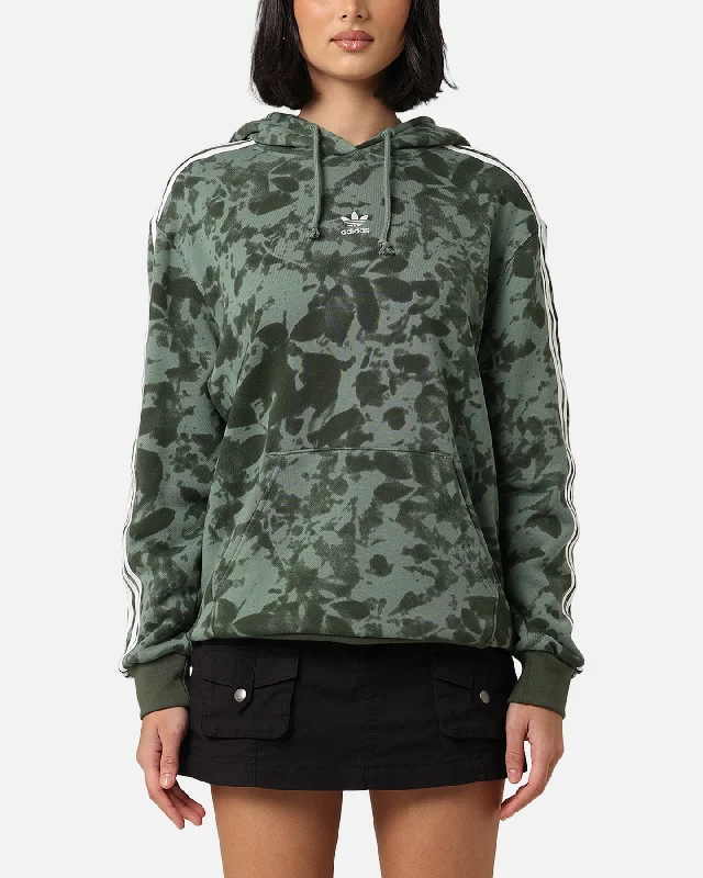 Adidas Women's AOP Hoodie Trace Green Hoodie with Contrast Stitching Detailed Premium