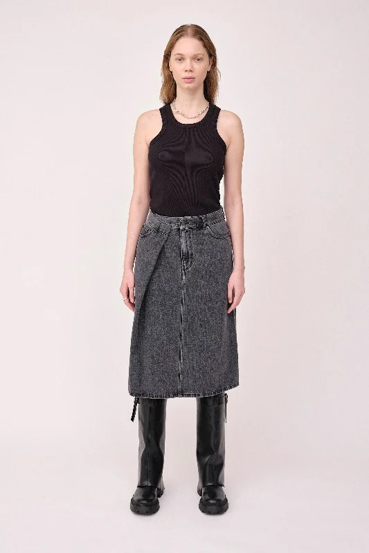 Kelly Skirt - Dark Grey leather skirt sleek