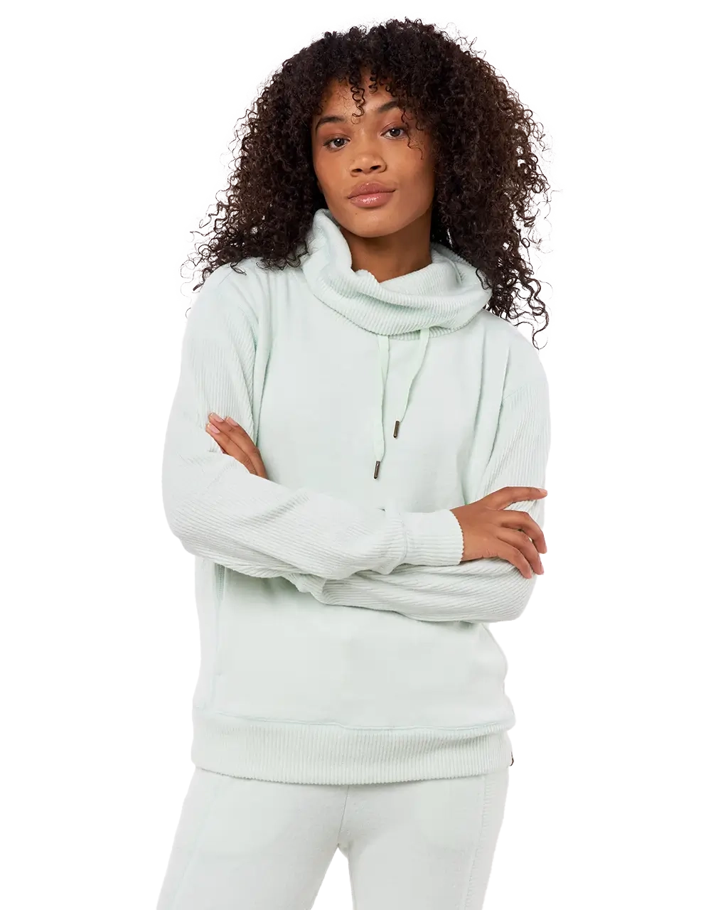 Cosy II Roll Neck Sweatshirt in Mint Marble Hoodie with Hem Ribbing Snug Secure