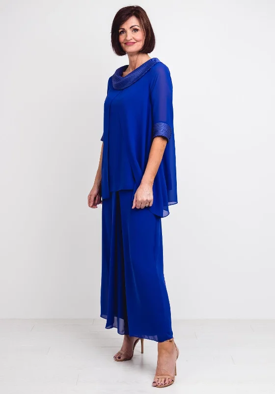 Lizabella Chiffon Top & Trousers Outfit, Royal Blue Trousers Review Highly