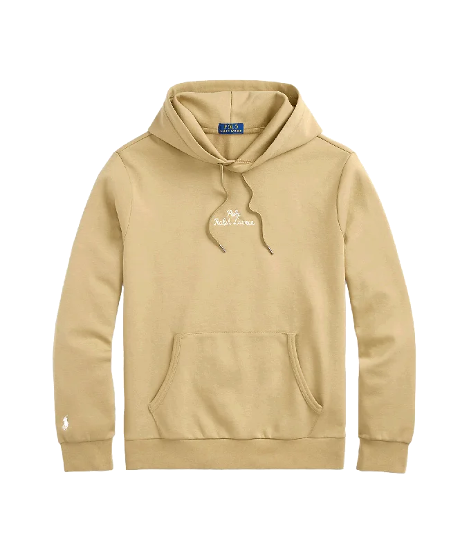 Logo Double-knit Hoodie - Beige Hoodie with Print Artistic Unique