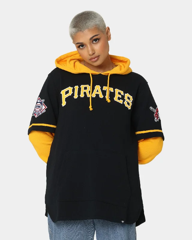 47 Brand Pittsburg Pirates Shortstop Hoodie Jet Black Hoodie with Print Artistic Unique