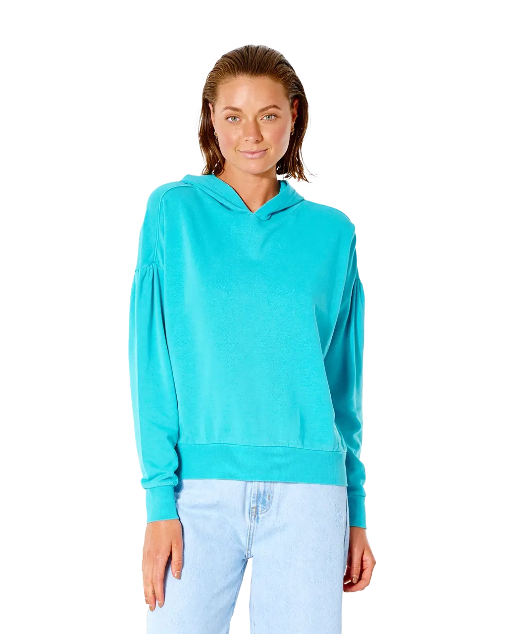 Summer Breeze Hoodie in Baltic Teal Hoodie with Ribbed Cuffs Snug Fit Comfort