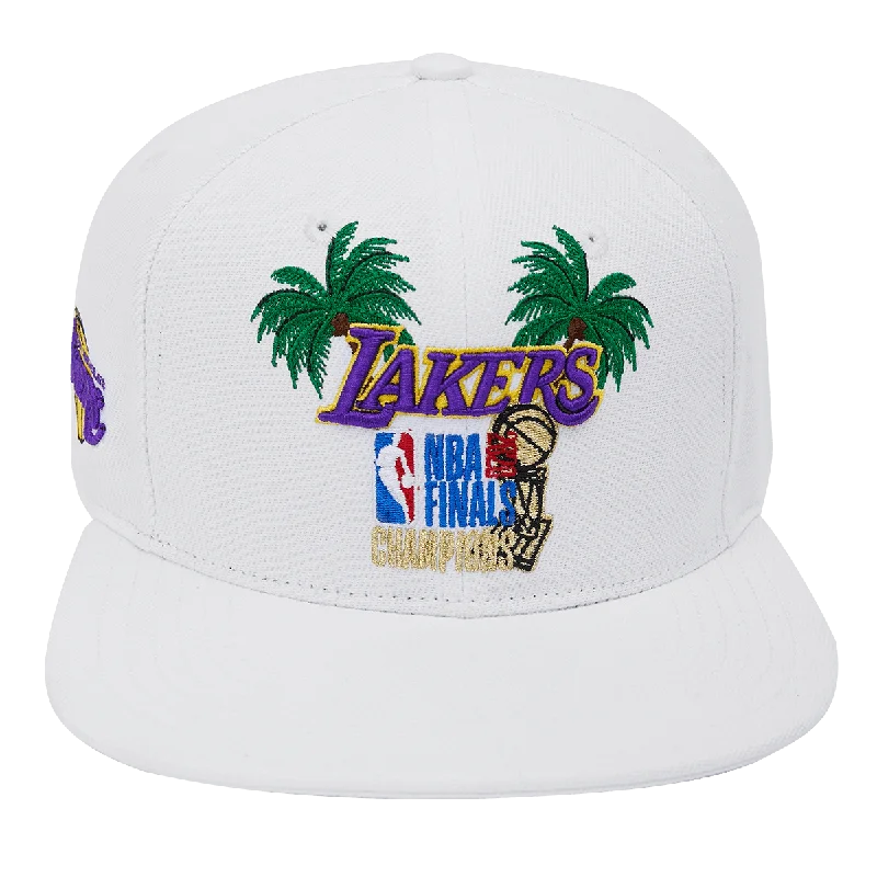 NBA LOS ANGELES LAKERS WORDMARK PALM FINALS CHAMPIONS UNISEX SNAPBACK HOODIE (WHITE) Hooded Sweatshirt Casual Wear Street Style