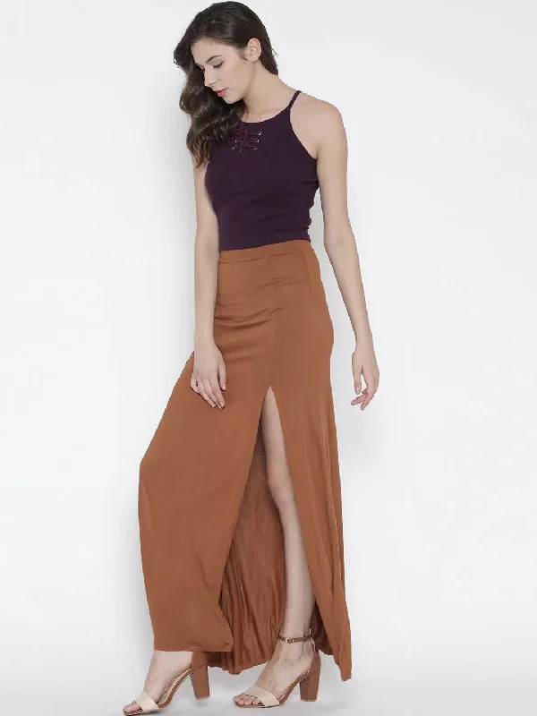 Wine Faux Lace-Up Crop Top Welt Pockets Slit Pockets Flap Pockets