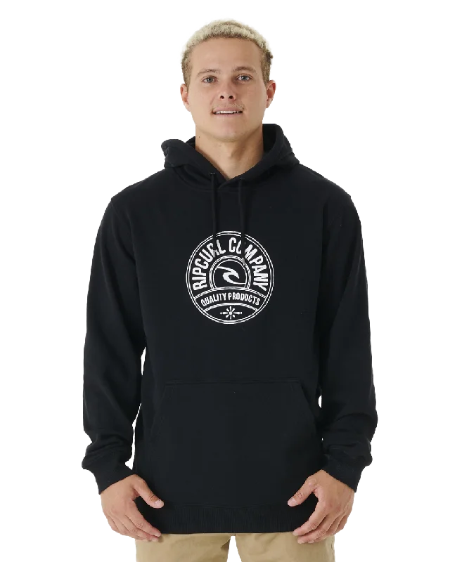 Stapler Hoodie in Black Hoodie with Emblem Brand Identity