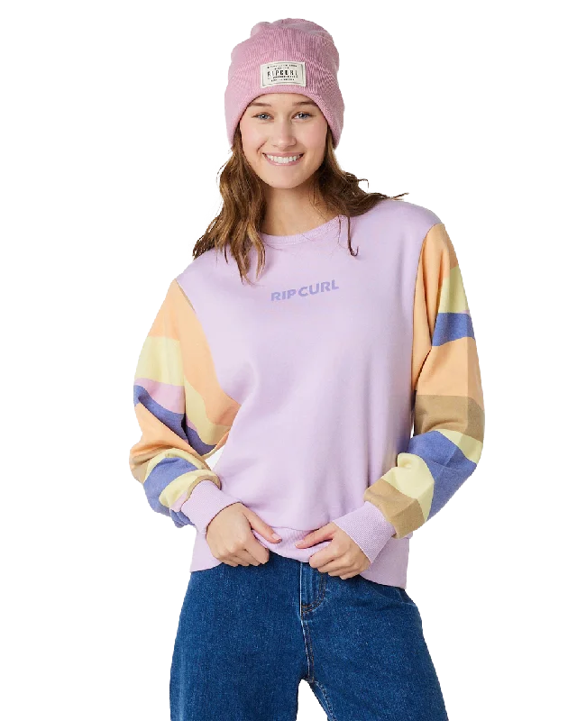 Wavy Print Sweatshirt in Lilac Hoodie with Front Slit Layering Stylish