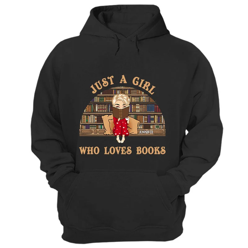 Reading Chibi Girl Just A Girl Who Loves Books - Personalized Custom Hoodie Hoodie with Front Slit Layering Stylish