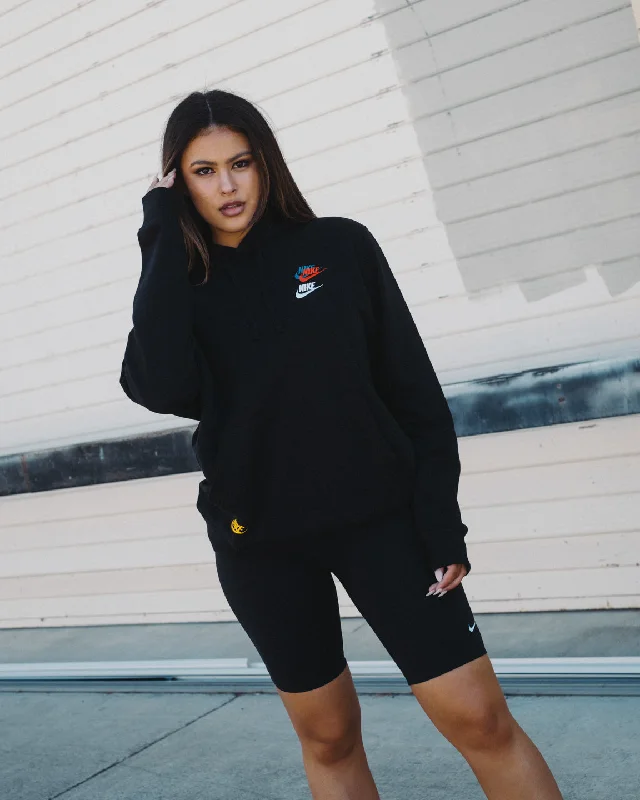 Nike Nike Sportswear Essentials+ Pullover Hoodie Black/Black Hoodie with Front Slit Layering Stylish