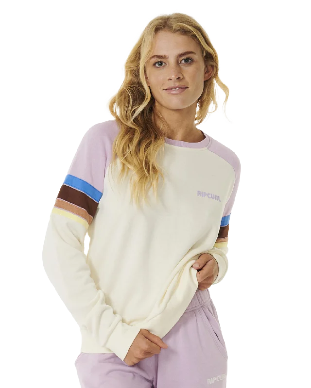 Surf Revival Raglan Sweatshirt in Lilac Hoodie with Hem Frayed Vintage Worn