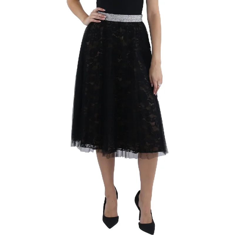 Womens Mesh Metallic A-Line Skirt velvet skirt rich