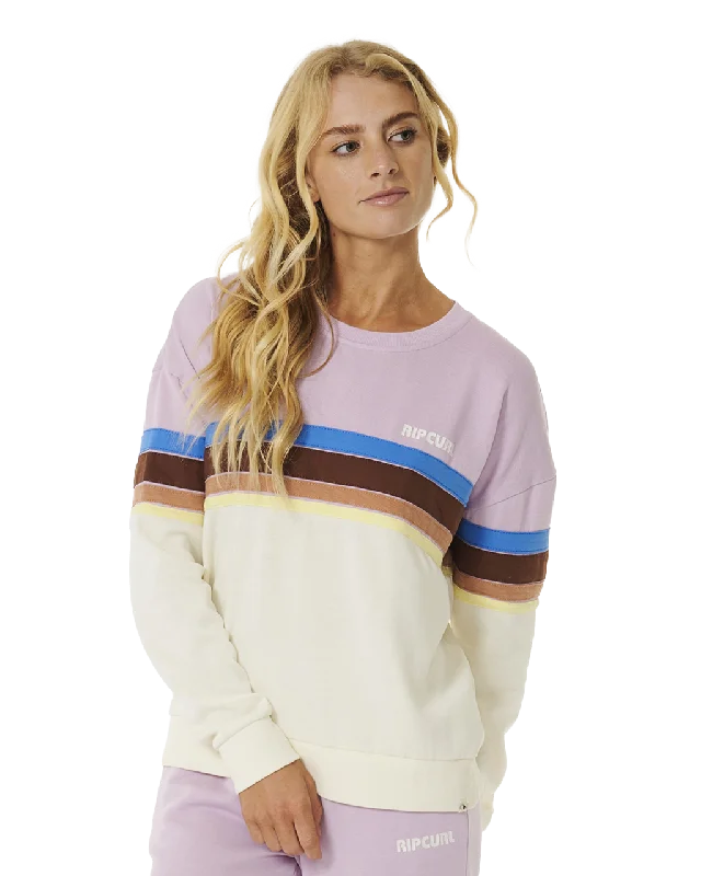 Surf Revival Sweatshirt in Lilac Hoodie with Hem Contrast Bold Stylish