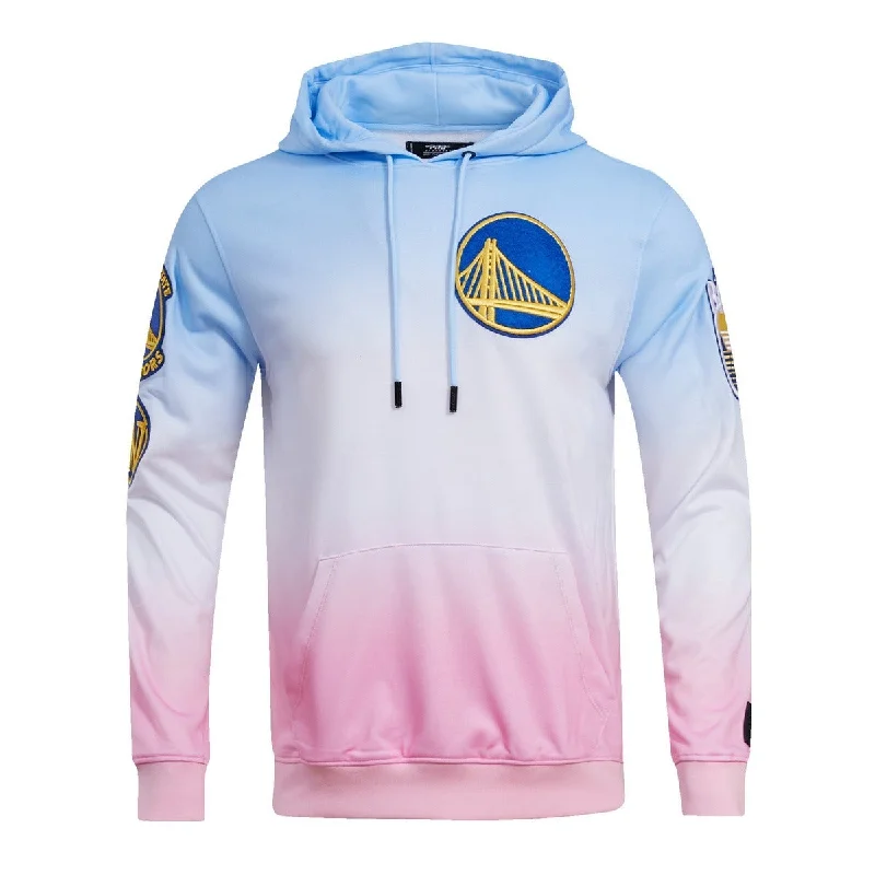 NBA GOLDEN STATE WARRIORS LOGO HOODIE (BLUE/WHITE/PINK) Hoodie with Hem Drawcord Adjustable Customizable