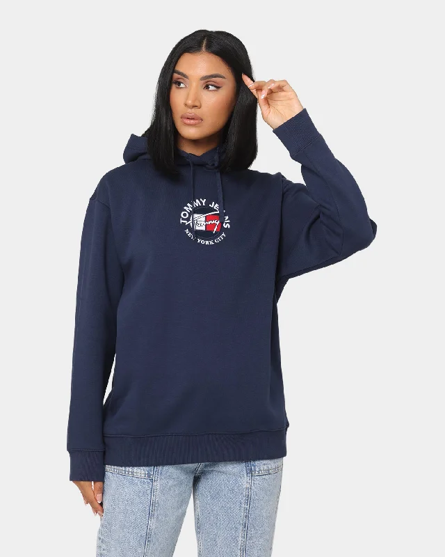 Tommy Jeans Women's Relaxed Timeless Logo Hoodie Twilight Navy Hoodie with Zipper Placket Modern Functional