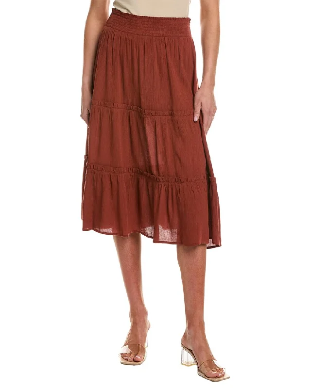 Vince Camuto Tiered Pull-On Maxi Skirt linen skirt relaxed