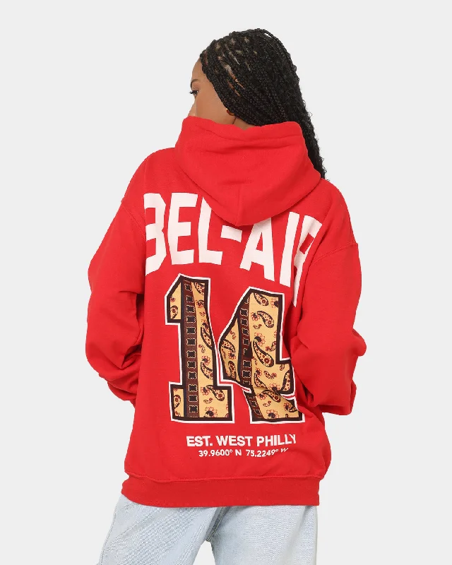 Bel Air Bel-Air 14 Hoodie Red Hoodie with Rolled Sleeves Casual Relaxed