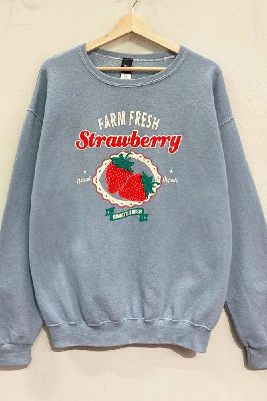 Farm Fresh Strawberry Sweatshirt Hoodie with Oversized Fit Loose Comfortable