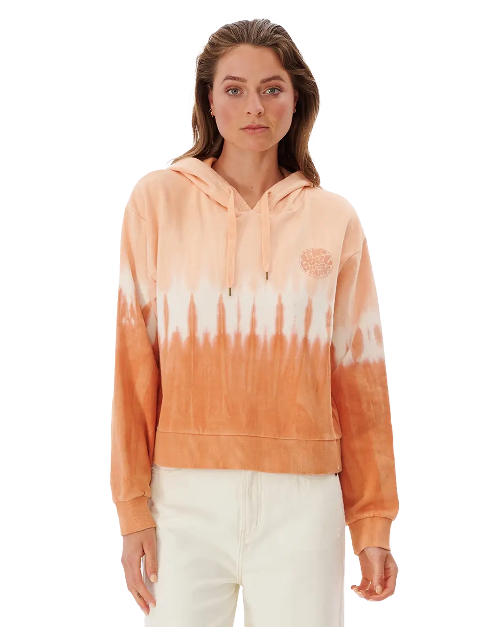 Tie Dye Hoodie in Peach Hoodie with Hem Drawcord Adjustable Customizable