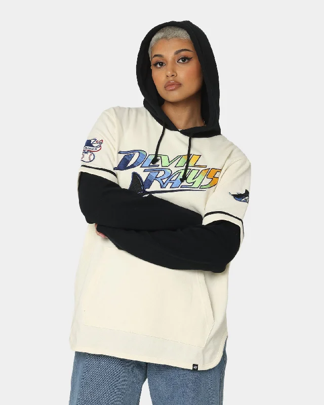 47 Brand Tampa Bay Rays Shortstop Hoodie Cream Hoodie with Strings Custom Fit Adjustable