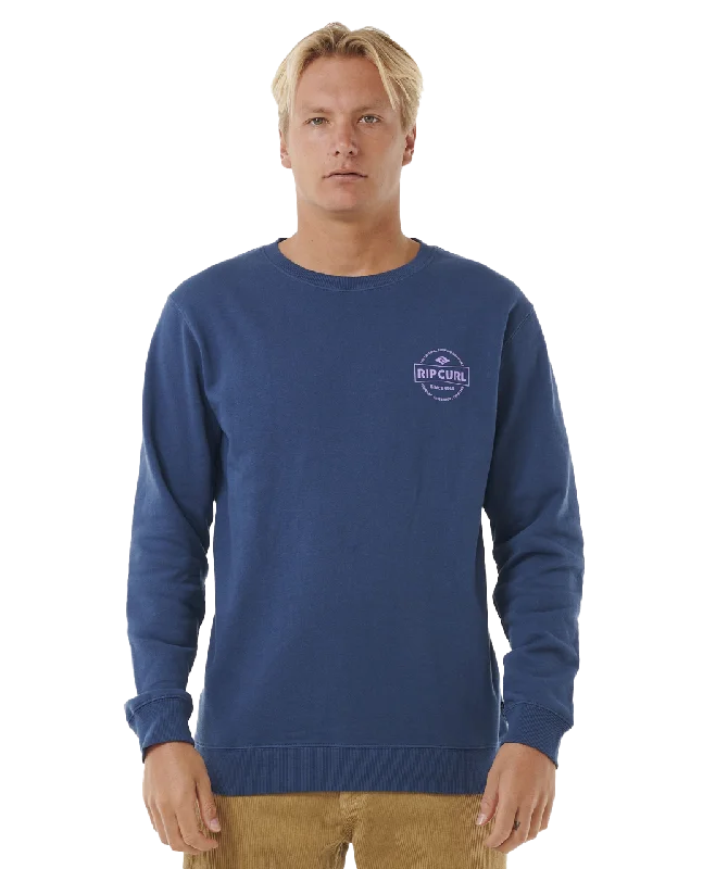 Stapler Sweatshirt in Washed Navy Hoodie with Earth Tones Natural Calm