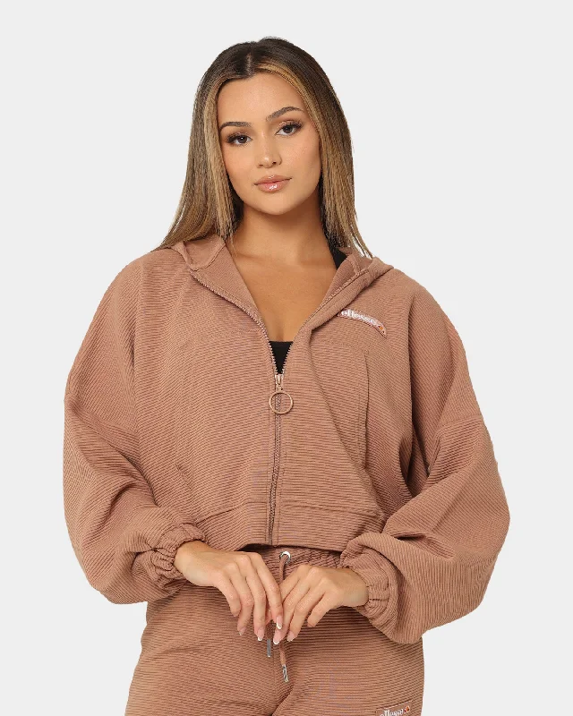 Ellesse Women's Campenelle Cropped Hoodie Brown Hoodie with Cropped Fit Short Trendy