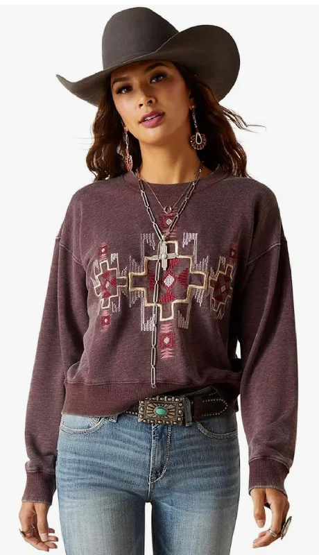 Ariat Women’s Larson Sweatshirt - Clove Brown Hoodie with Elastic Cuffs Stretchable Comfortable