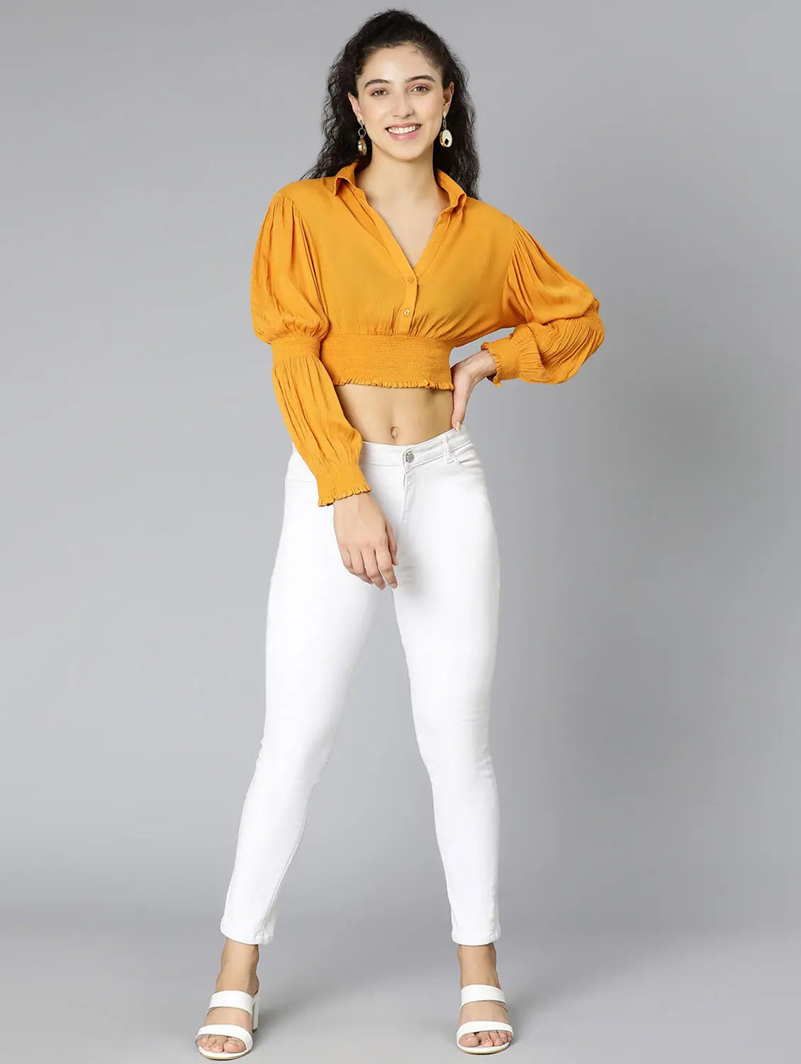 Mustard Color Musky Women Crop Top Machine Wash Dry Clean Hand Wash