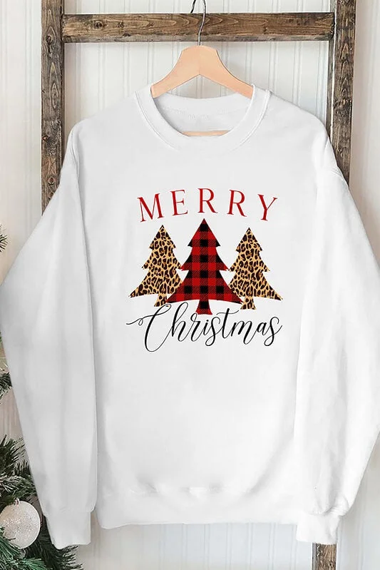 Merry Little Christmas Leopard Sweatshirt Hoodie with Gradient Ombre Colorful