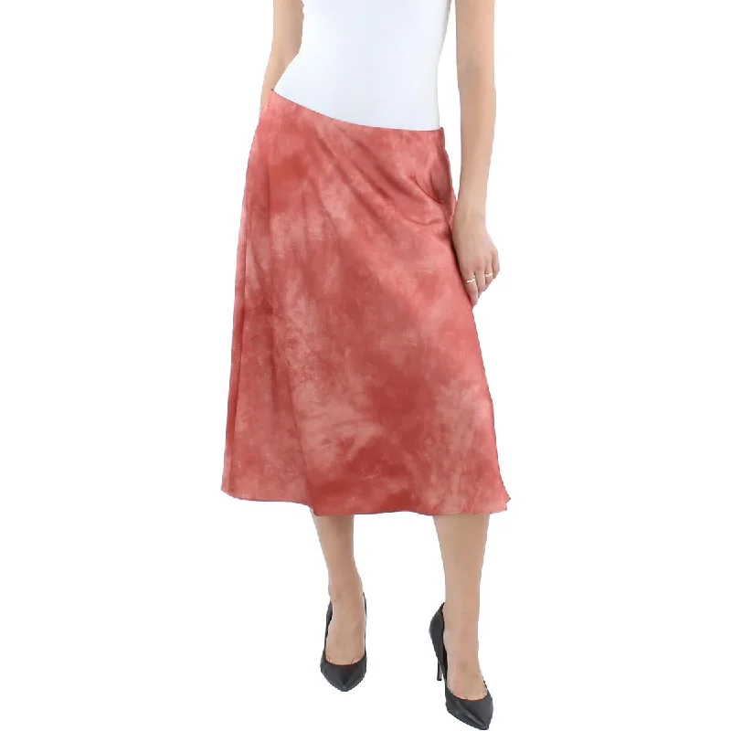 Womens Midi Satin A-Line Skirt vintage skirt charm