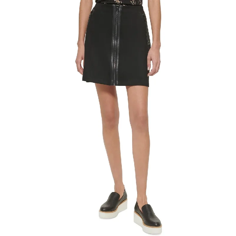 Womens Zipper Faux Suede Mini Skirt leather skirt bold