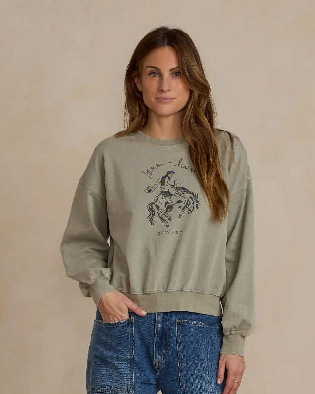 Relaxed Sweatshirt | Yee-Haw Hoodie Crop Top Short Trendy