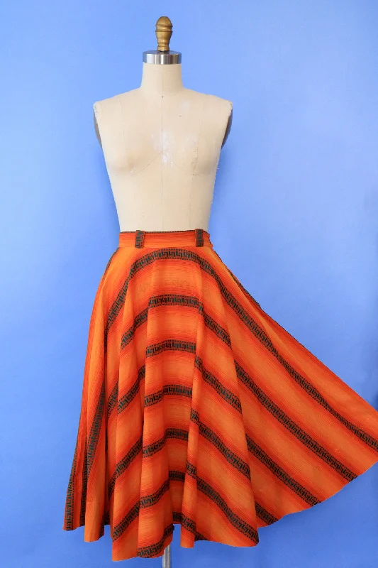 Justin McCarty Sunset Stripe Circle Skirt XS lace skirt romantic