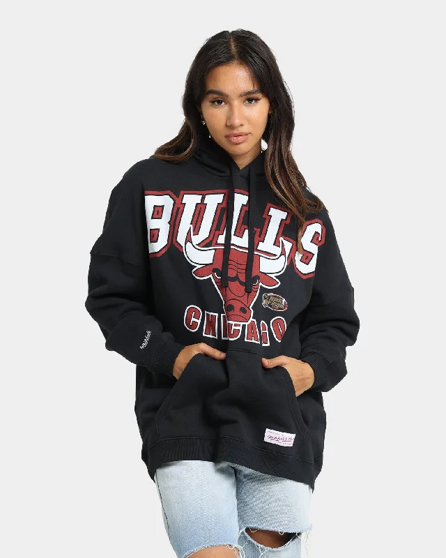 Mitchell & Ness Chicago Bulls XL Invert Arch Vintage Hoodie Faded Black Hoodie with Pocket Utility Practical