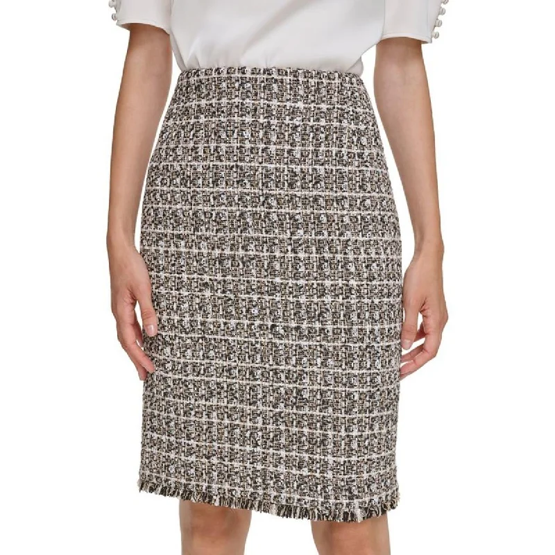 Petites Womens Metallic Pencil Skirt cashmere skirt soft