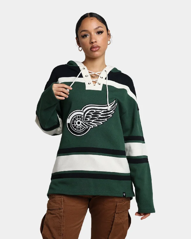 47 Brand Detroit Red Wings Superior Lacer Hoodie Dark Green Hoodie with Mesh Breathable Sporty