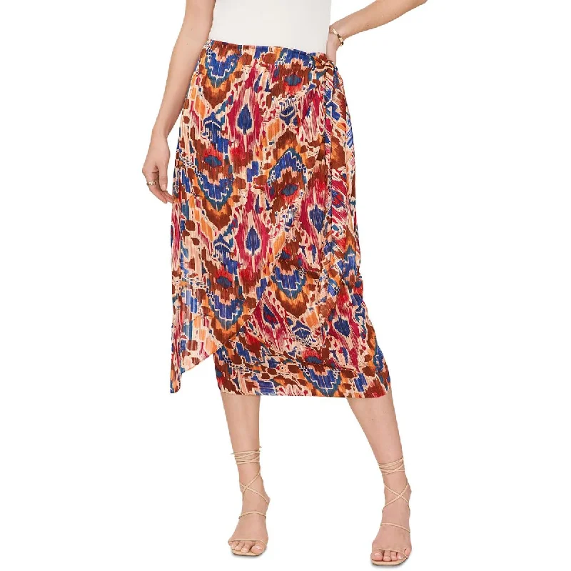 Womens Printed Front-Tie Midi Skirt lace skirt delicate