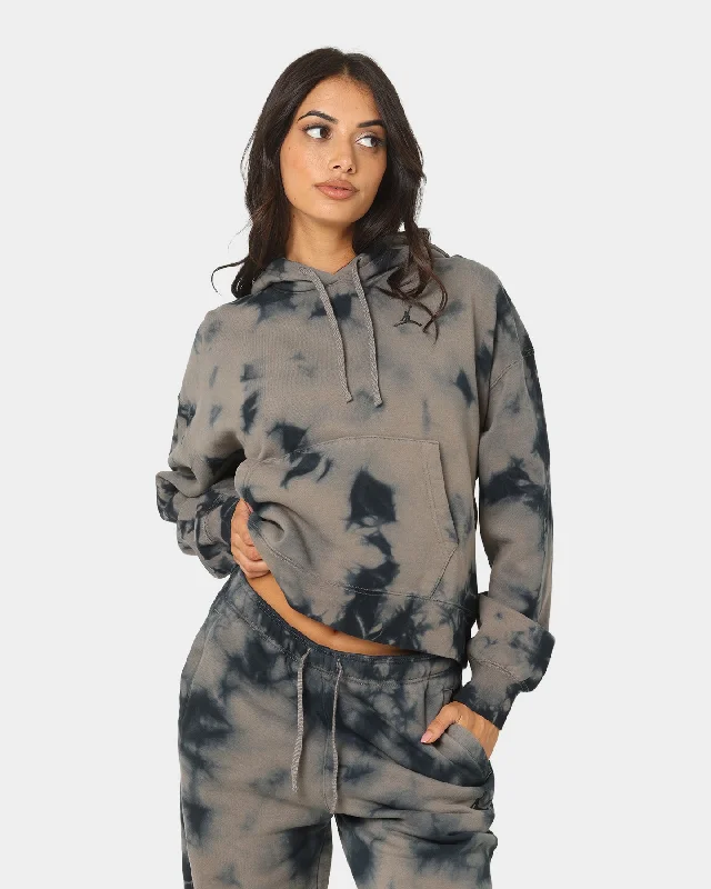 Jordan Women's Heritage Fleece Hoodie Olive Grey/Black Hoodie with Hem Detail Decorative Unique