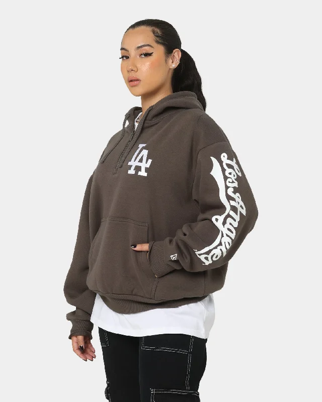 New Era Los Angeles Dodgers Quarter Zip Hoodie Moss Hoodie with Toggle Buttons Decorative Unique