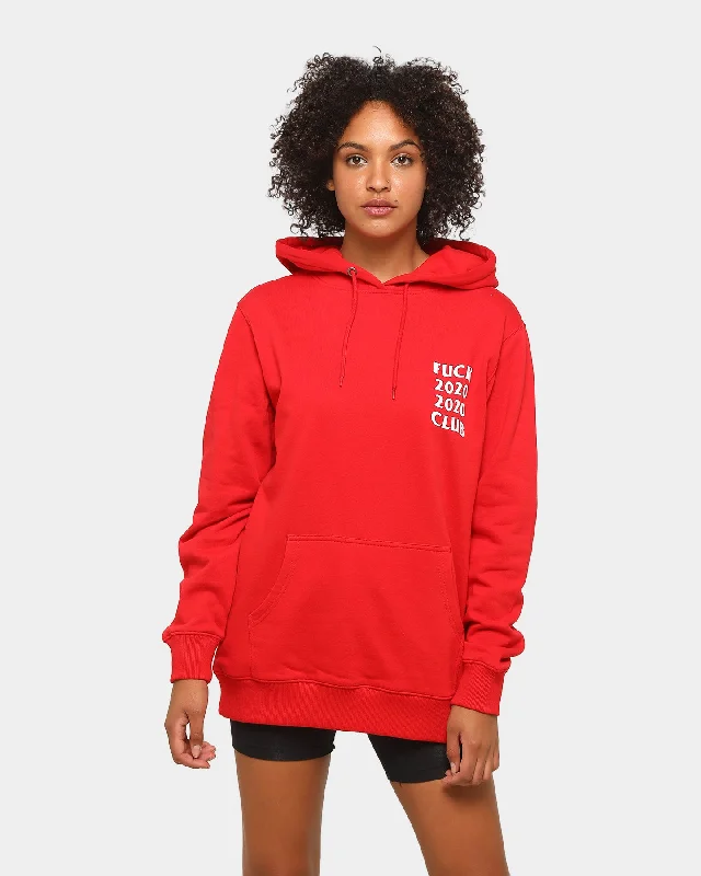 Goat Crew F*CK 2020 LS Hoodie Red Hoodie with Mock Neck Collared Structured