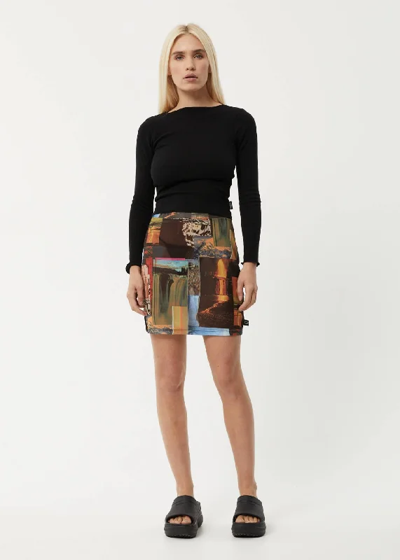 AFENDS Womens Boulevard - Sheer Mini Skirt - Multi lightweight skirt design