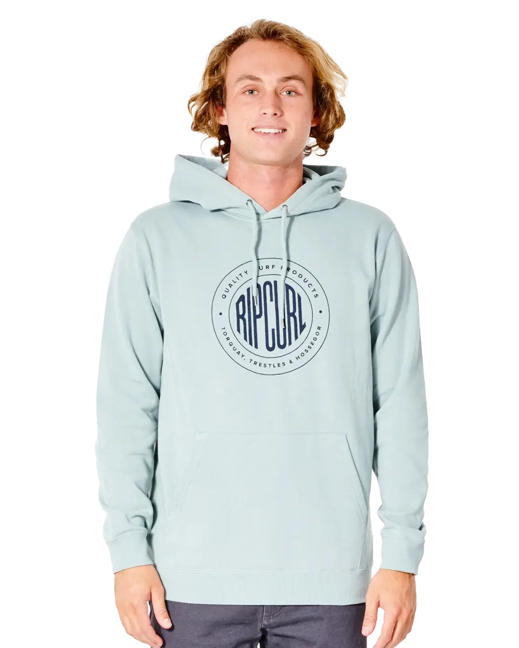 Stapler Hoodie in Vintage Blue Hoodie with Typography Text Message