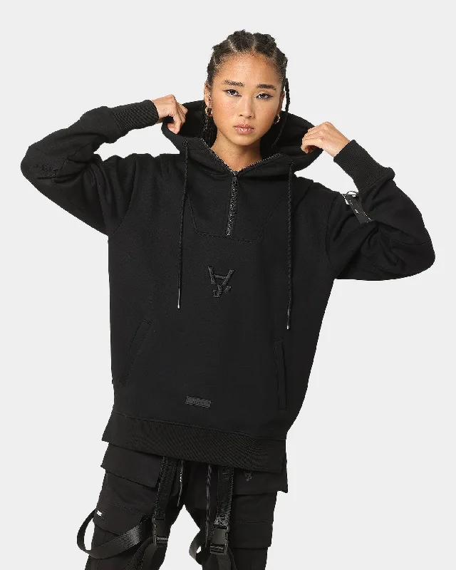 The Anti Order Shvdows Hoodie Black Hoodie with Exposed Zipper Edgy Industrial