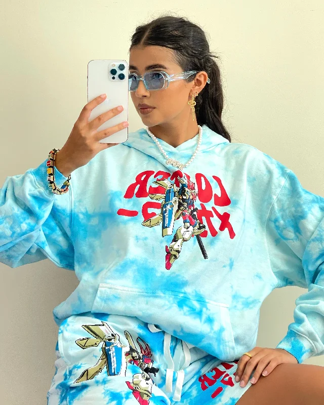 Loiter Eternal Tie Dye Hoodie Blue Hoodie with Applique Textured Unique