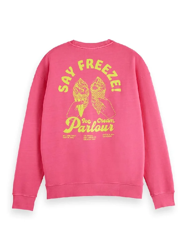 Scotch & Soda 'Say Freeze' Sweatshirt / Tropical Pink Hoodie with Hem Applique Textured Unique