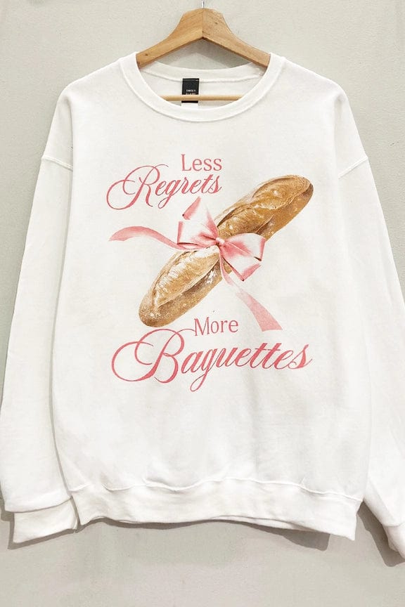 Less Regrets More Baguettes Sweatshirt Hoodie with Slim Fit Tailored Modern