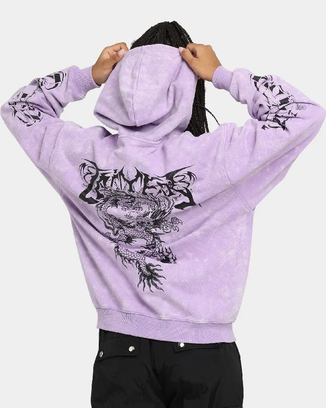 Loiter Anarchy Hoodie Purple Tie Dye Hoodie with Elastic Waist Stretchable Comfortable