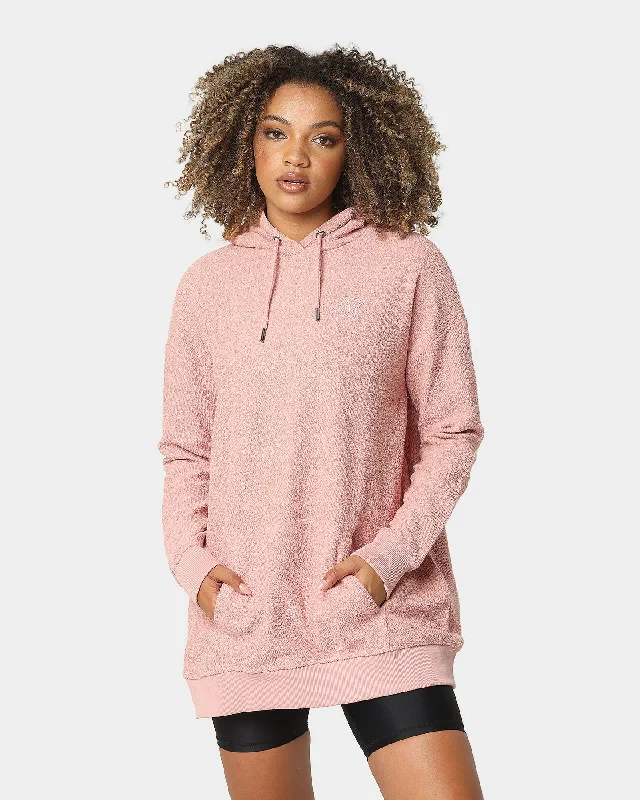 Sik Silk Women's Reverse Fleece Hoodie Dress Pink Hoodie with Thumb Holes Functional Cozy