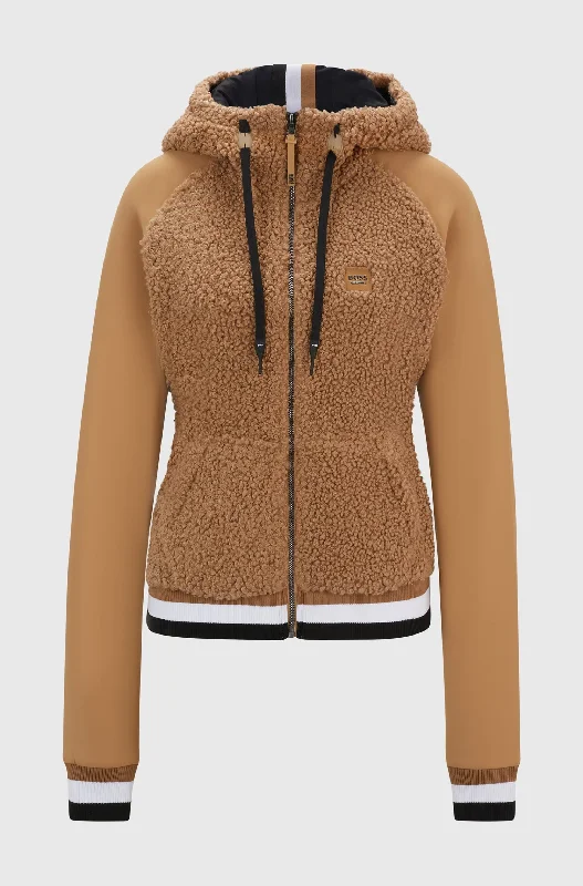 Boss Riva Teddy Ladies Hybrid Zip Hoodie Hoodie with Relaxed Fit Easy Casual