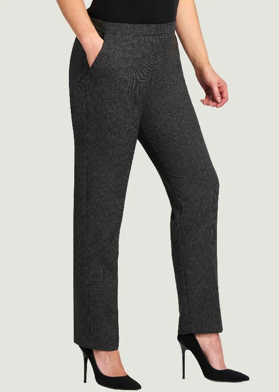 Mona Straight Leg Pull On Trouser Trousers Solid Black